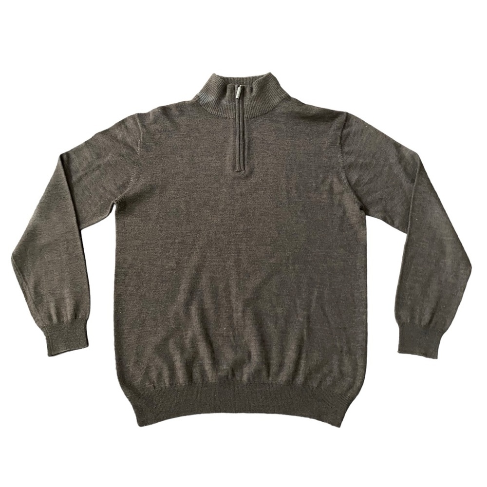 Pierre Balmain Made in Italy 1/4th Zip Sweater 100% Merino Wool Current size M
